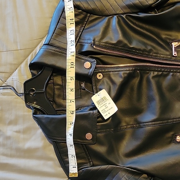 Miss London Black Leather Jacket with Copper Details Size M - Picture 13 of 15